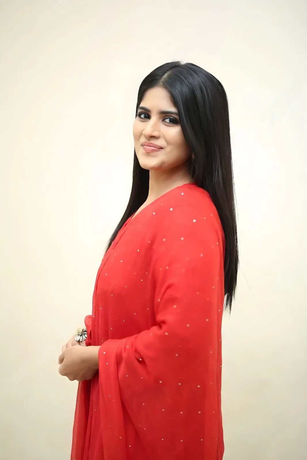 BEAUTIFUL INDIAN MODEL MEGHA AKASH STILLS IN RED DRESS 6
